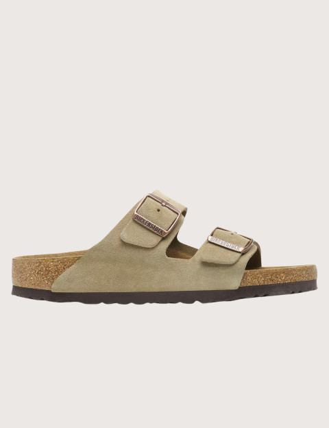 Birkenstock Sandales Homme Arizona Suède Double Bride Taupe