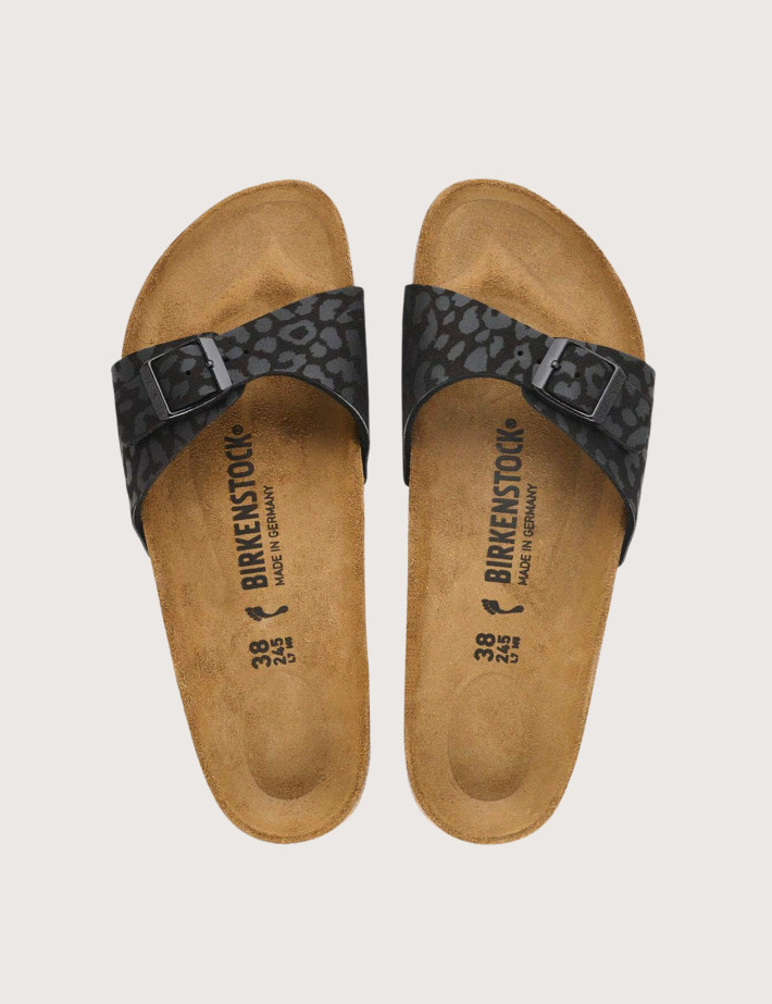 Birkenstock Sandales Femme Madrid Simple Bride Léopard Noir - 3