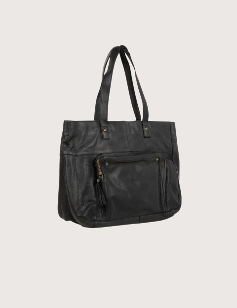 PIECES Sac en Cuir Ribs Travel Noir