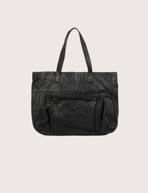 PIECES Sac en Cuir Ribs Travel Noir - 2