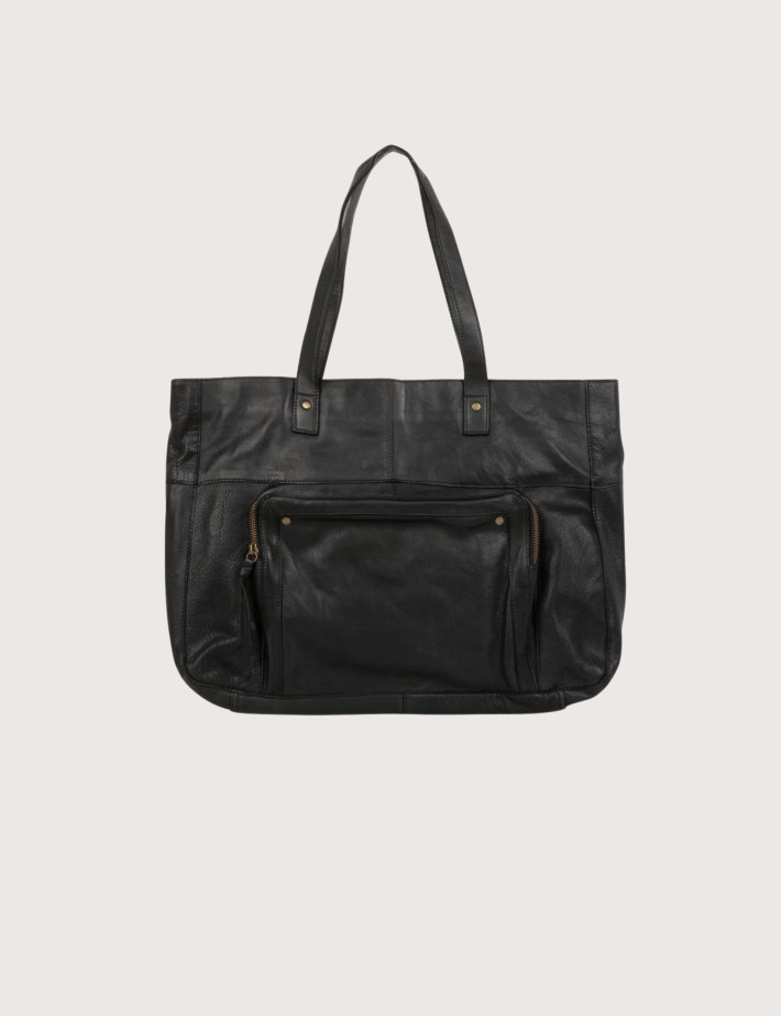 PIECES Sac en Cuir Ribs Travel Noir - 2