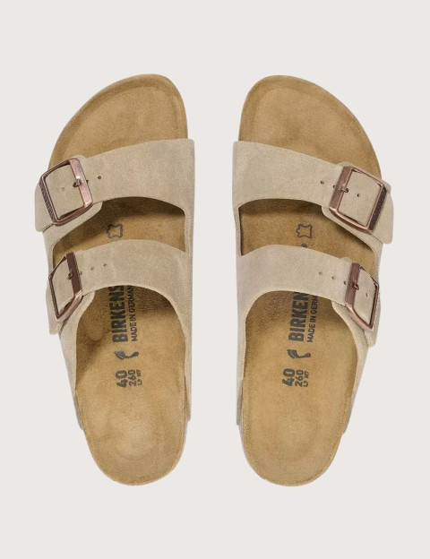 Sandales Femme Arizona Suède Double Bride Taupe