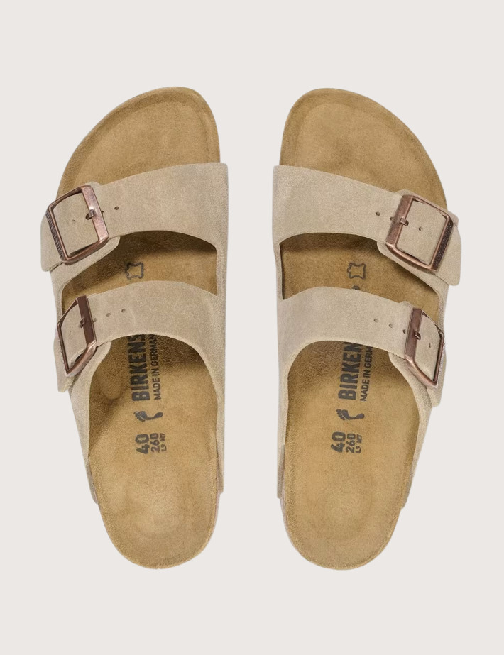 Sandales Femme Arizona Suède Double Bride Taupe