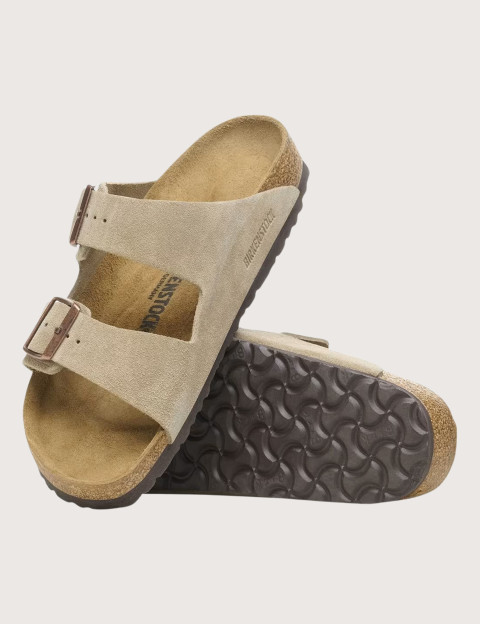 Sandales Femme Arizona Suède Double Bride Taupe