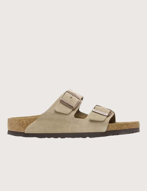 Sandales Femme Arizona Suède Double Bride Taupe