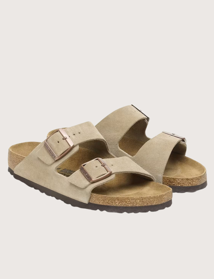 Sandales Femme Arizona Suède Double Bride Taupe