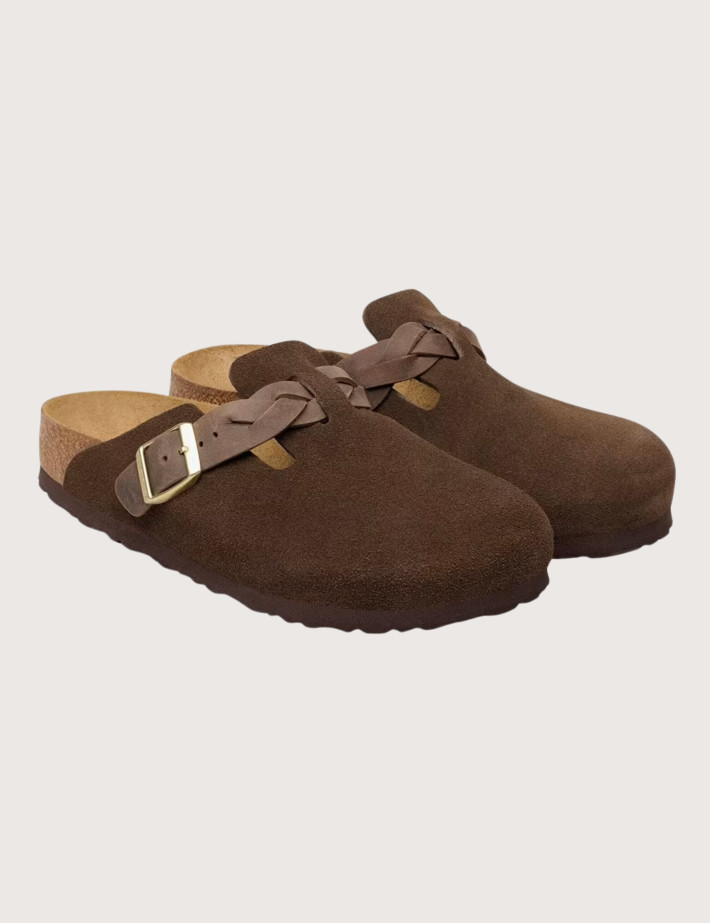 Sabots Femme Boston Braided Suède Marron