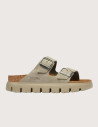 Sandales Femme Arizona Chunky Suède Double Bride Taupe