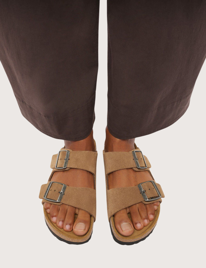Sandales Homme Arizona Suède Double Bride Thé Noir Marron