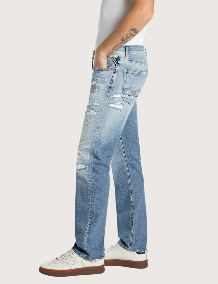 REPLAY Jean Homme Coupe Droite Aideen Clair C010 - 2