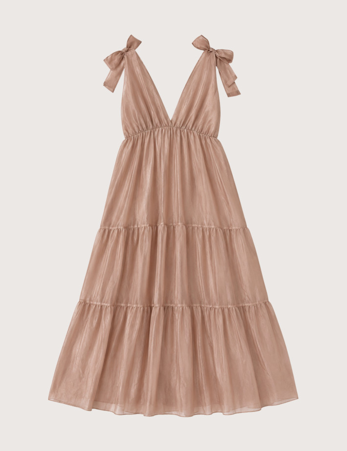 Robe Longue Doublure Beige