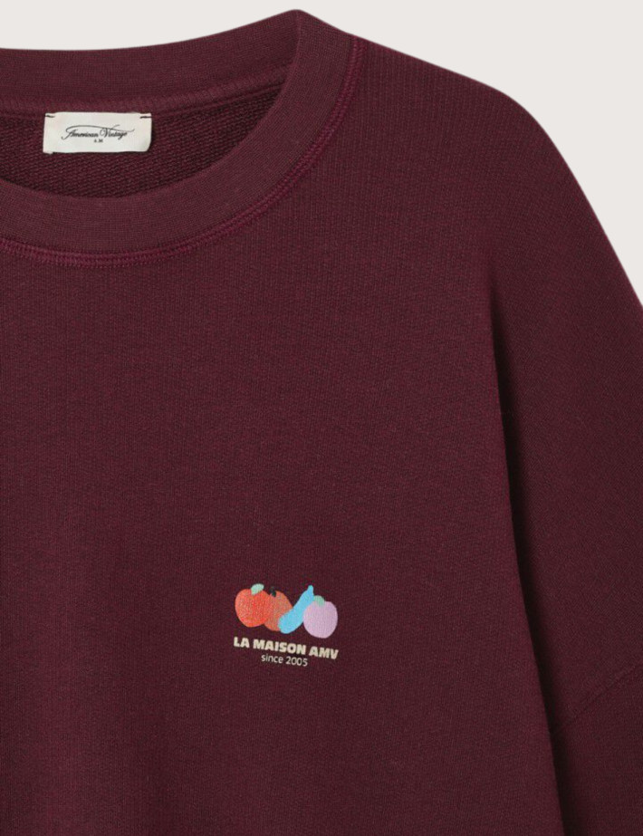 Sweat Ample Femme Col Rond Atubay Lie de Vin