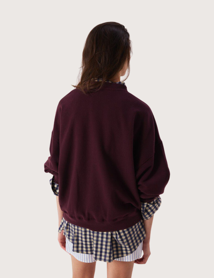 Sweat Ample Femme Col Rond Atubay Lie de Vin