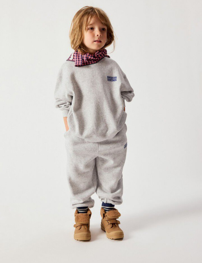 American Vintage Jogging Enfant Ballon Evona Gris Clair Chiné - 5