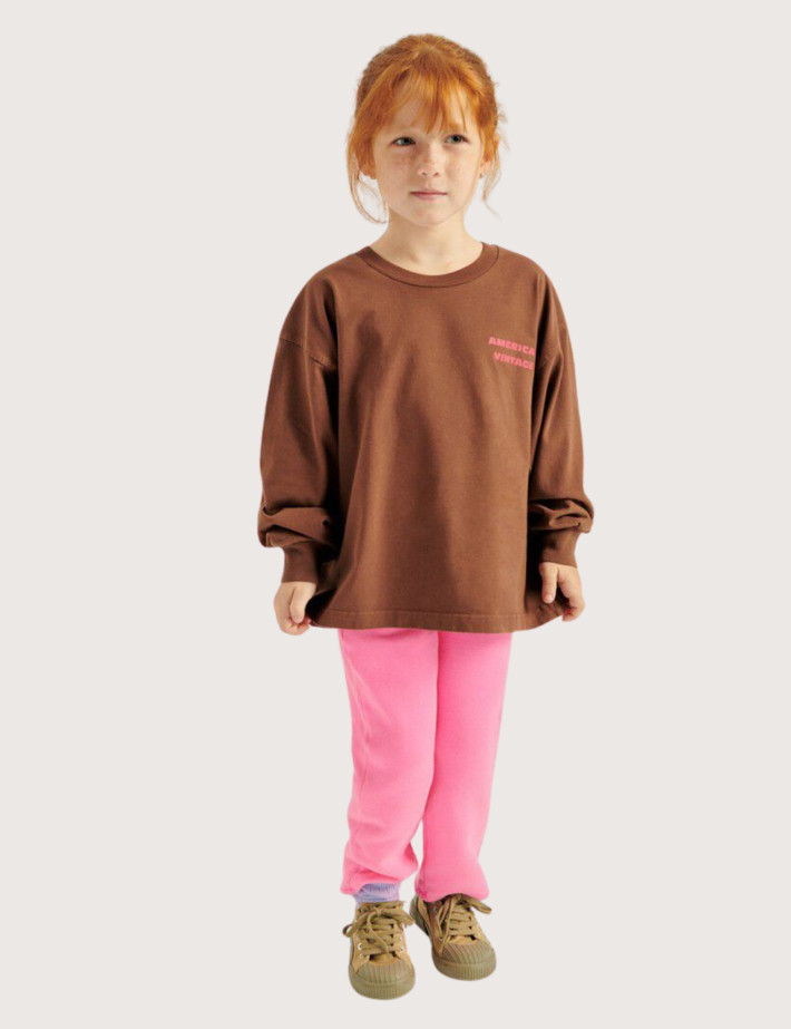 American Vintage Jogging Enfant Droit Izubird Rose Fluo - 5