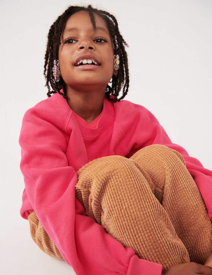 American Vintage Sweat Enfant Col Rond Izubird Hortensia Fluo - 5