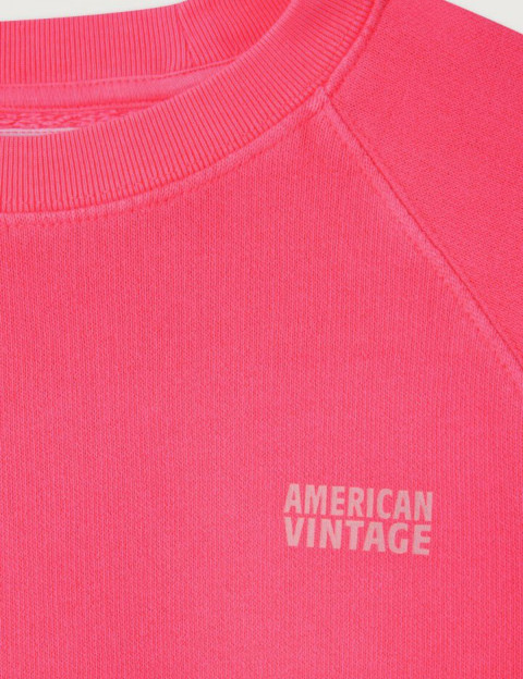 American Vintage Sweat Enfant Col Rond Izubird Hortensia Fluo - 6