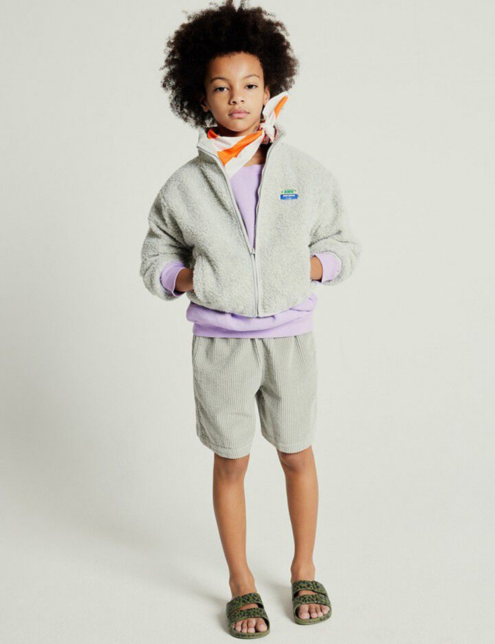 American Vintage Veste Enfant Polaire Hoktown Ample Gris Chiné - 4