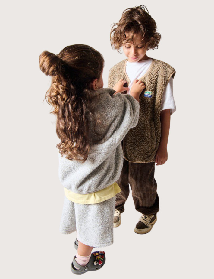 American Vintage Veste Enfant Polaire Hoktown Ample Gris Chiné - 7