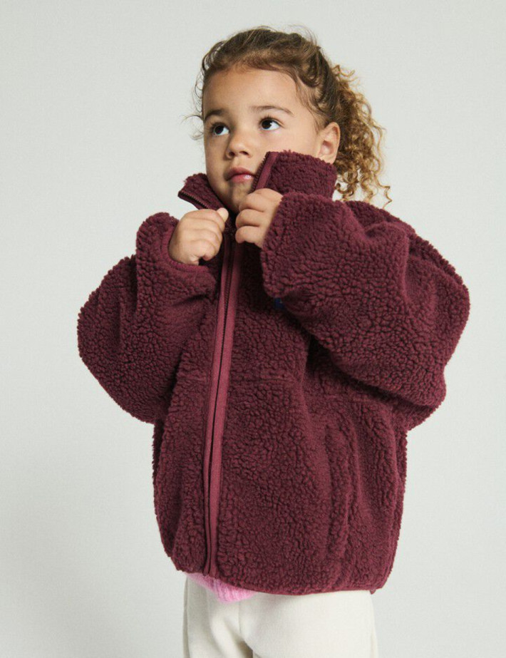 American Vintage Veste Enfant Polaire Hoktown Ample Bordeaux Chiné - 3
