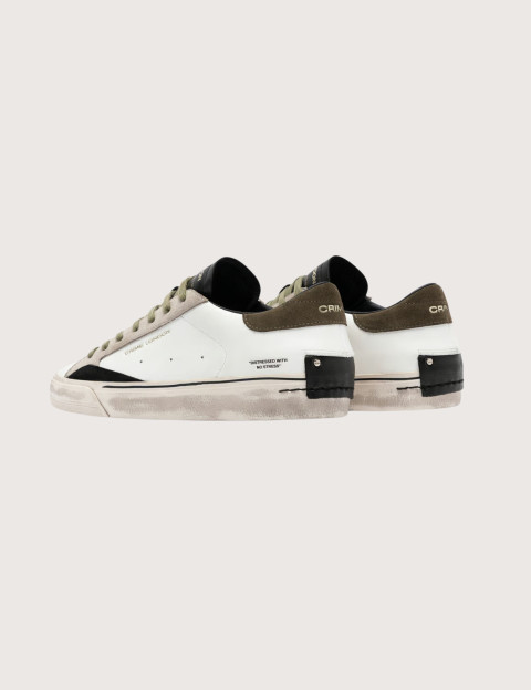 Crime London Baskets Basses Homme Distressed Blanc Kaki - 6