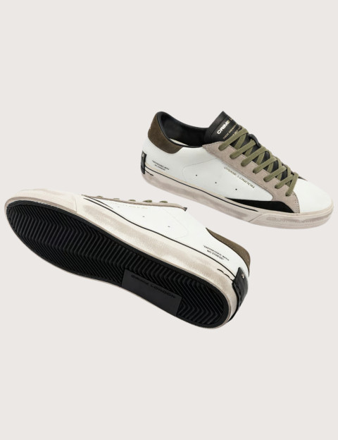 Crime London Baskets Basses Homme Distressed Blanc Kaki - 7