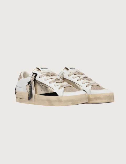 Crime London Baskets Basses Femme SK8 Blanc Doré - 3