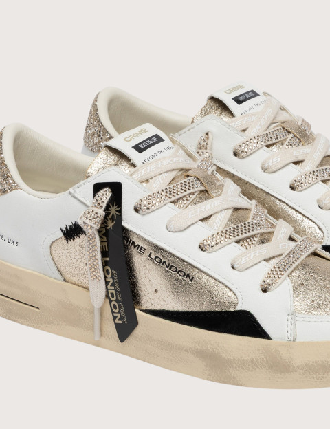 Crime London Baskets Basses Femme SK8 Blanc Doré - 2