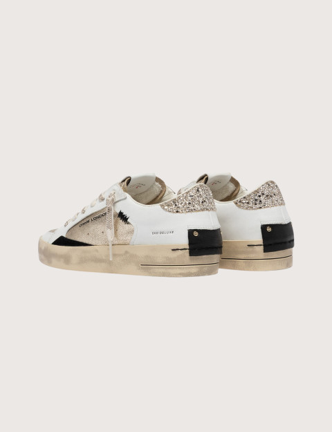 Crime London Baskets Basses Femme SK8 Blanc Doré - 6