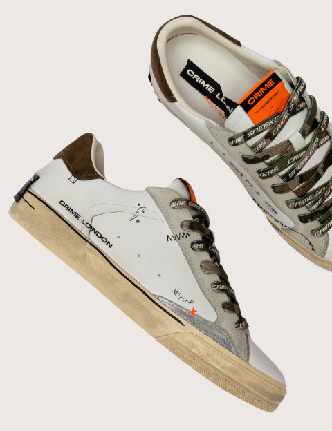 Crime London Baskets Basses Homme Distressed Blanc Camo - 2
