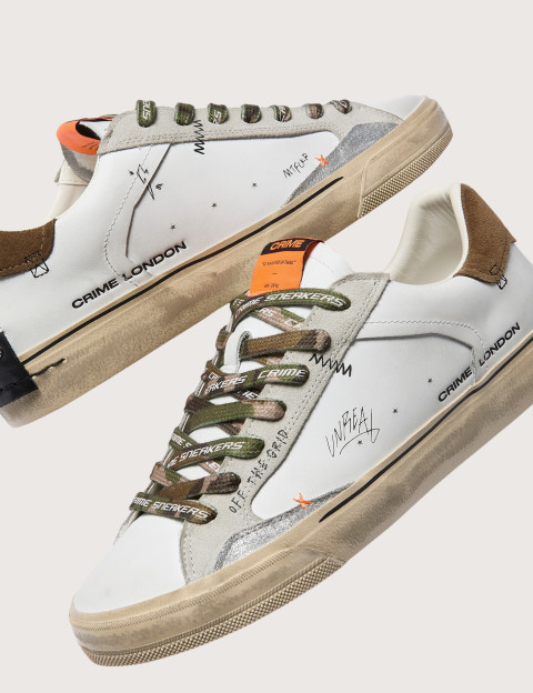 Crime London Baskets Basses Homme Distressed Blanc Camo - 4