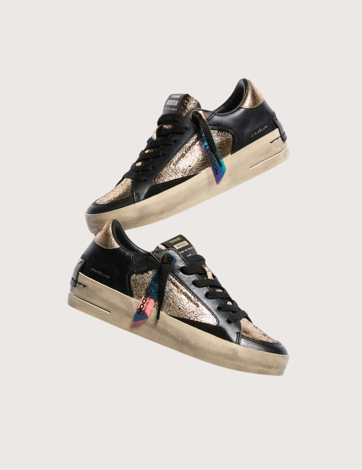 Crime London Baskets Basses Femme SK8 Deluxe Noir Doré - 3