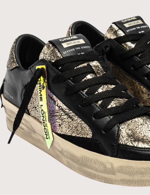 Crime London Baskets Basses Femme SK8 Deluxe Noir Doré - 2