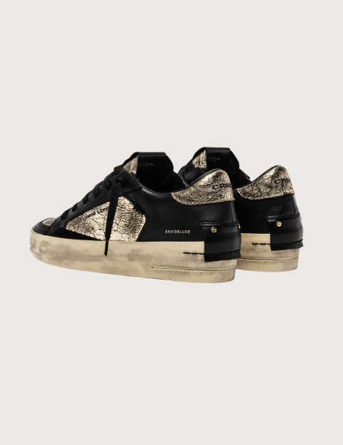 Crime London Baskets Basses Femme SK8 Deluxe Noir Doré - 7