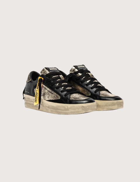 Crime London Baskets Basses Femme SK8 Deluxe Noir Doré - 8