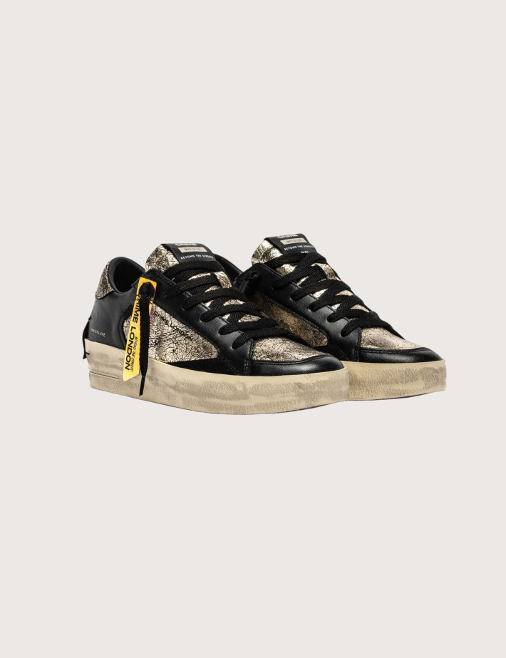 Crime London Baskets Basses Femme SK8 Deluxe Noir Doré - 8