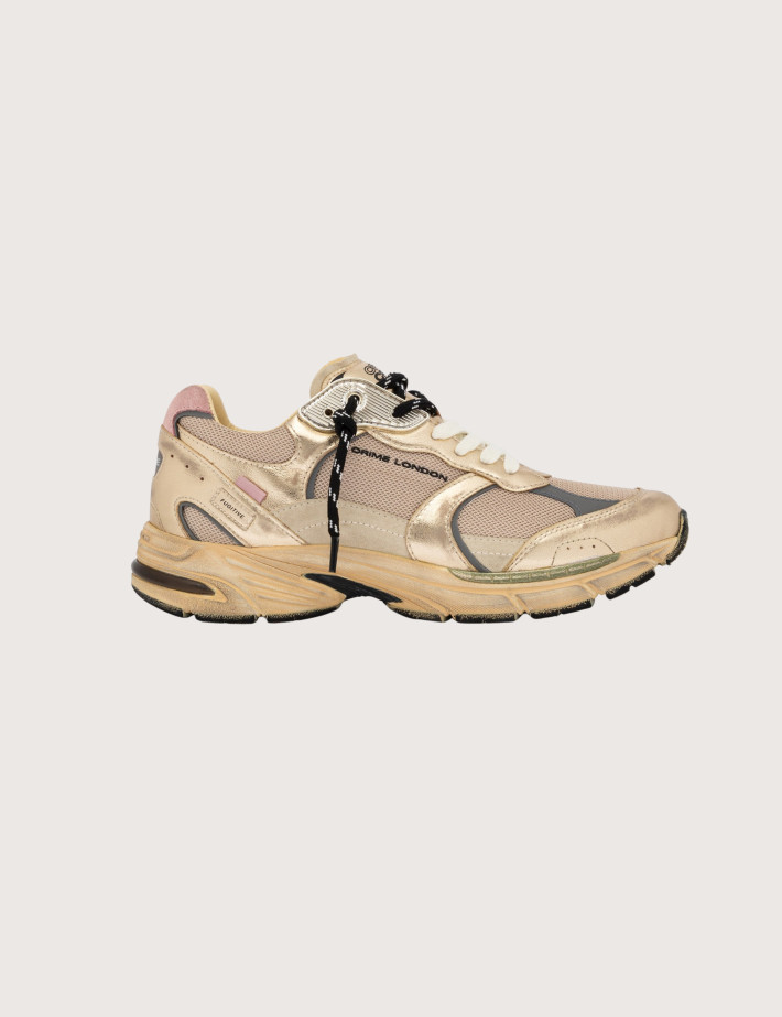 Crime London Baskets Femme Fugitive Beige Doré