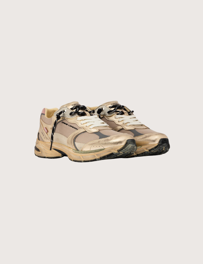 Crime London Baskets Femme Fugitive Beige Doré - 4