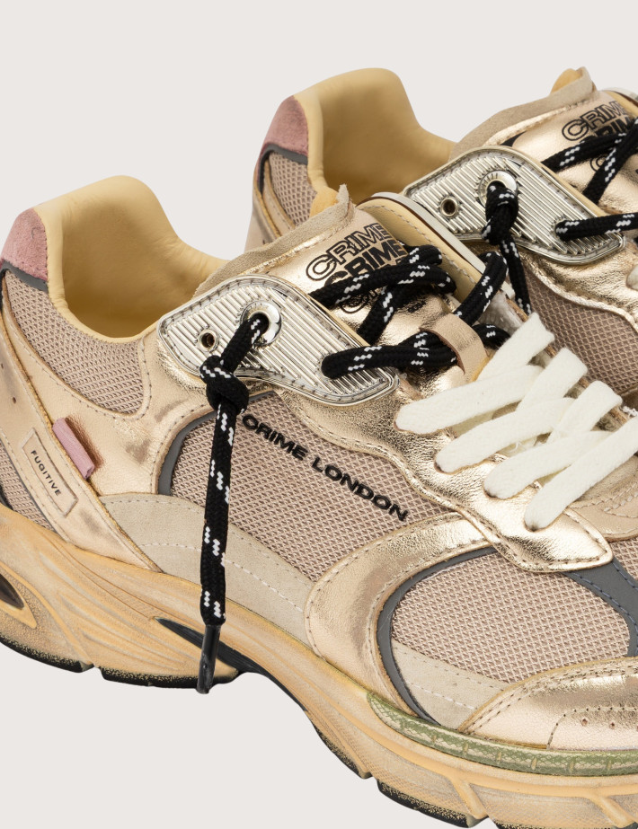 Crime London Baskets Femme Fugitive Beige Doré - 5