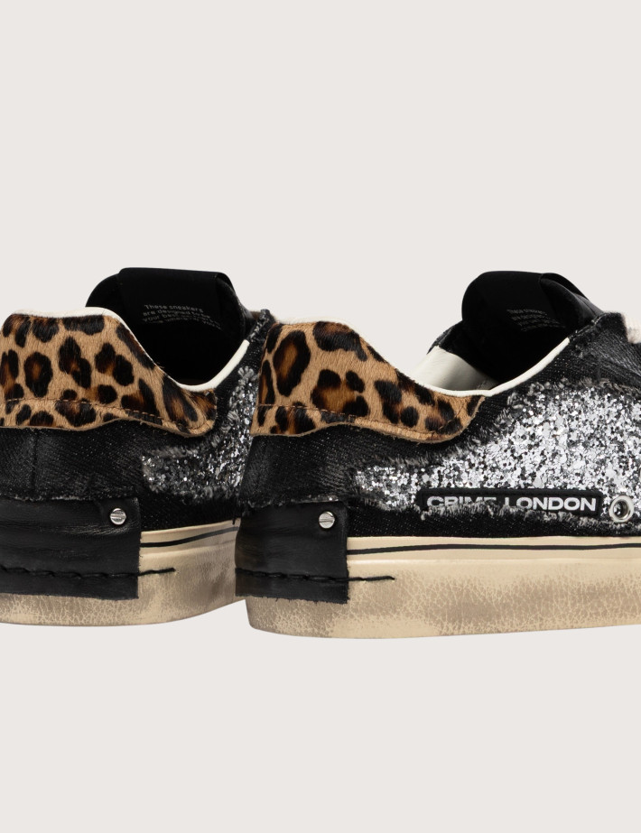 Crime London Baskets Basses Femme Desconstructed Noir Paillettes - 3