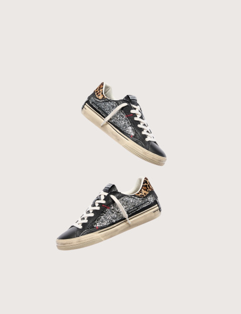 Crime London Baskets Basses Femme Desconstructed Noir Paillettes - 5