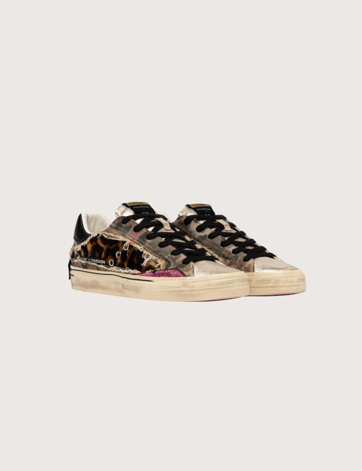 Crime London Baskets Basses Femme Desconstructed Beige Léopard