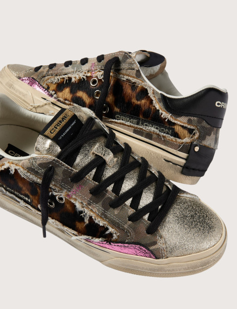 Crime London Baskets Basses Femme Desconstructed Beige Léopard - 3