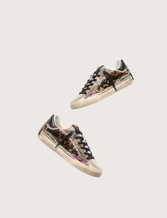 Crime London Baskets Basses Femme Desconstructed Beige Léopard - 6