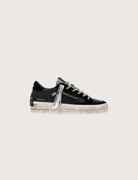 Crime London Baskets Basses Femme SK8 Deluxe Noir Argent