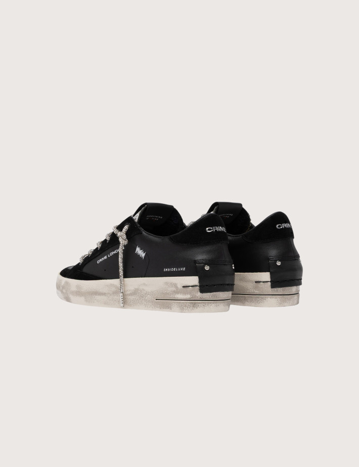 Crime London Baskets Basses Femme SK8 Deluxe Noir Argent - 2