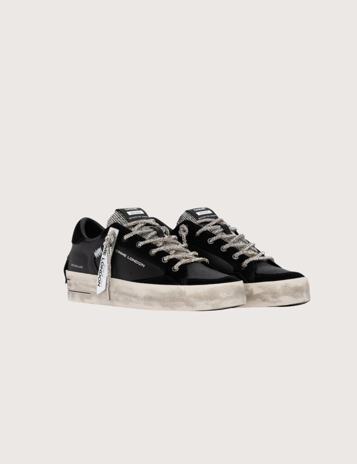 Crime London Baskets Basses Femme SK8 Deluxe Noir Argent - 3