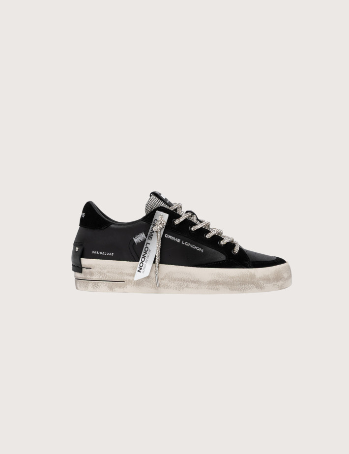 Crime London Baskets Basses Femme SK8 Deluxe Noir Argent - 4