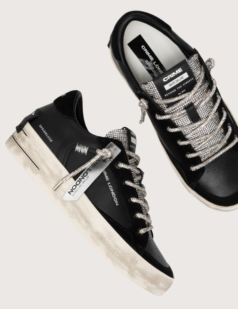 Crime London Baskets Basses Femme SK8 Deluxe Noir Argent - 7