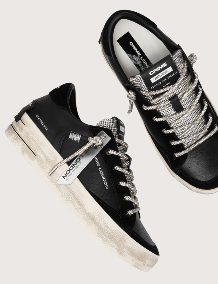 Crime London Baskets Basses Femme SK8 Deluxe Noir Argent - 7